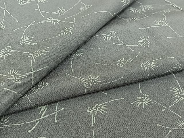 平和屋着物▽上質な小紋　単衣　草葉文　正絹　逸品　AABI9521jh