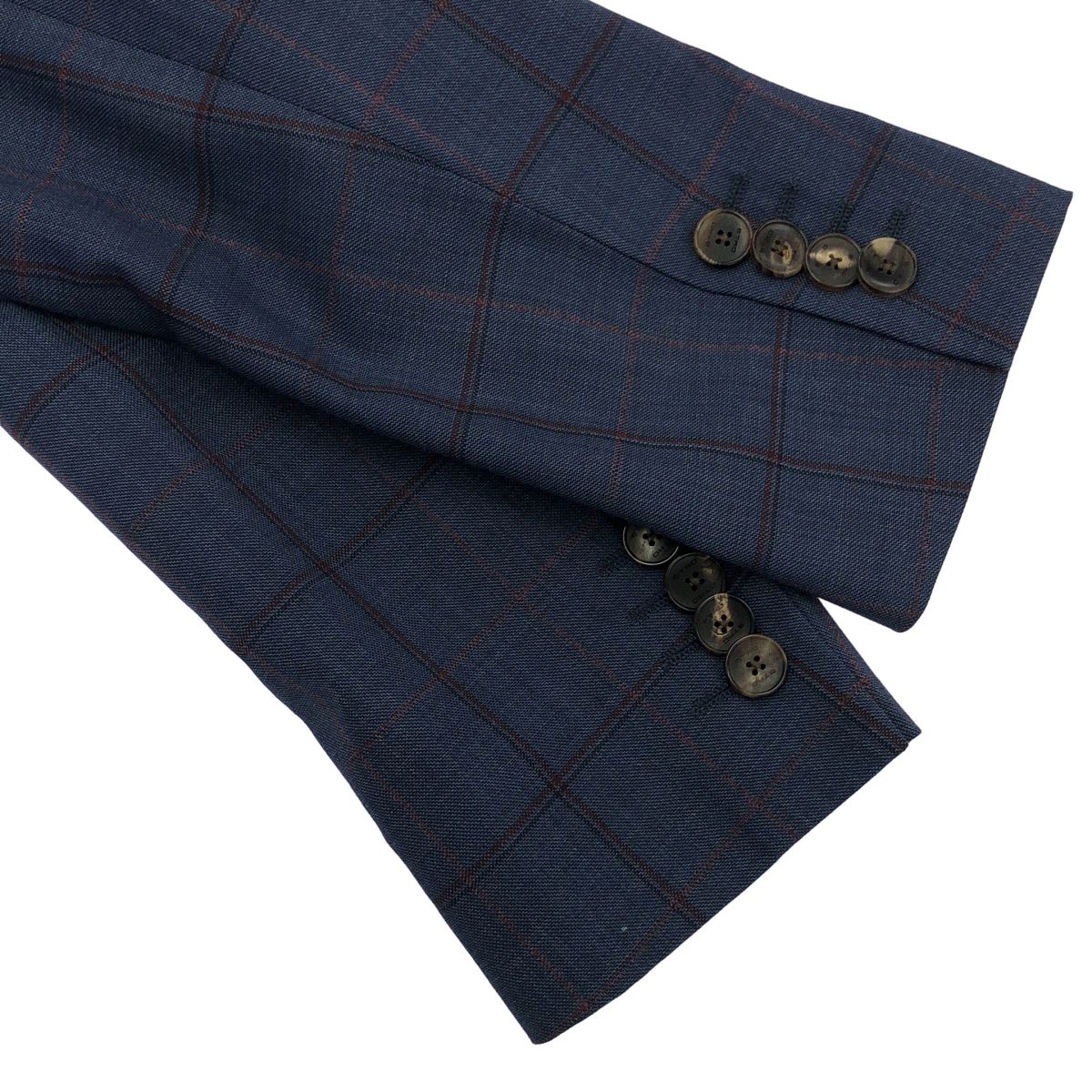 ETRO エトロ 23SS ウールチェック2Bテーラードジャケット&スラックスパンツ セットアップスーツ 231-1A299-1015 ブルー 50