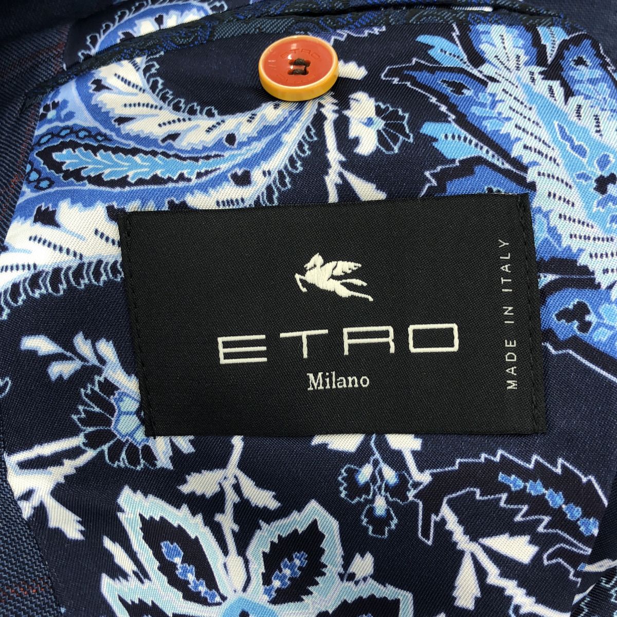 ETRO エトロ 23SS ウールチェック2Bテーラードジャケット&スラックスパンツ セットアップスーツ 231-1A299-1015 ブルー 50