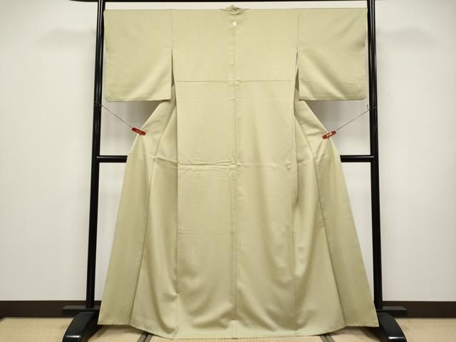 平和屋着物●色無地　唐草地紋　利休茶色　洗える着物　CABG3402tx
