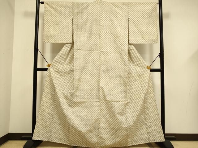 平和屋着物▽本場琉球絣　単衣　十字絣　三越扱い　正絹　逸品　DABF5667du