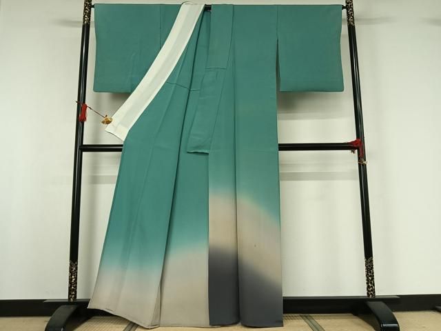 平和屋着物▽訪問着　単衣　霞文　暈し染め　正絹　逸品　AABI9533jh
