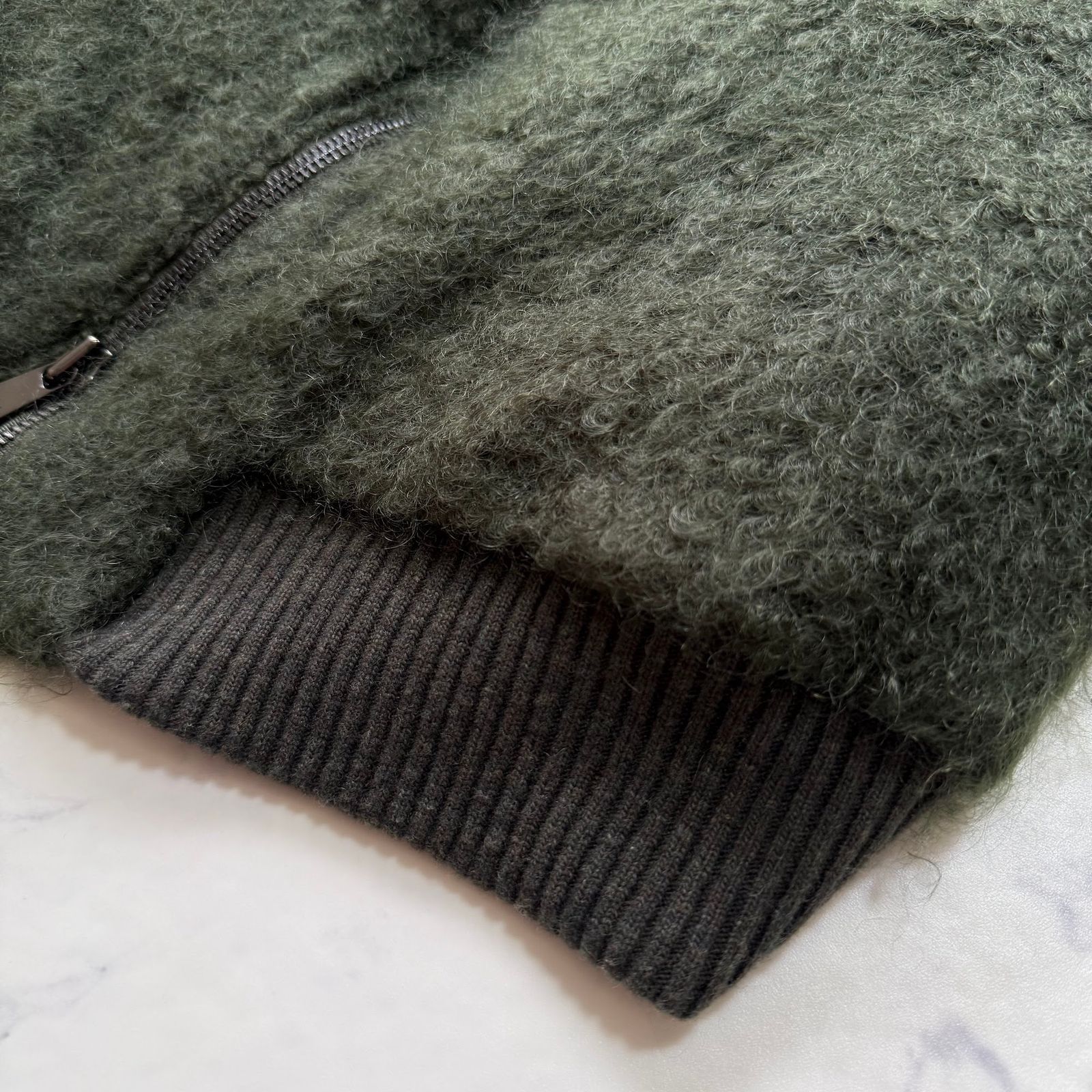 美品 TATRAS ふんわりモヘア生地ダウンコート 高級Rライン 3 グリーン 