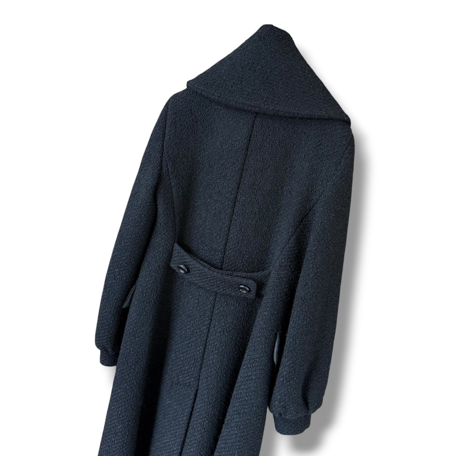 美品 白タグ MaxMara バージンウール ダブルブレストコート 40 黒