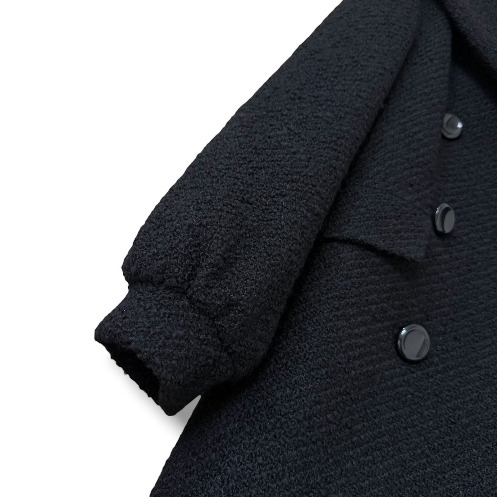 美品 白タグ MaxMara バージンウール ダブルブレストコート 40 黒