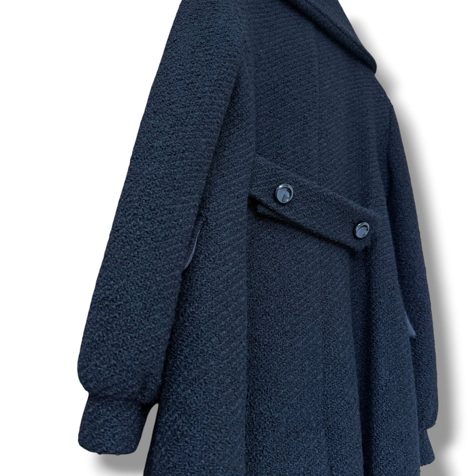 美品 白タグ MaxMara バージンウール ダブルブレストコート 40 黒