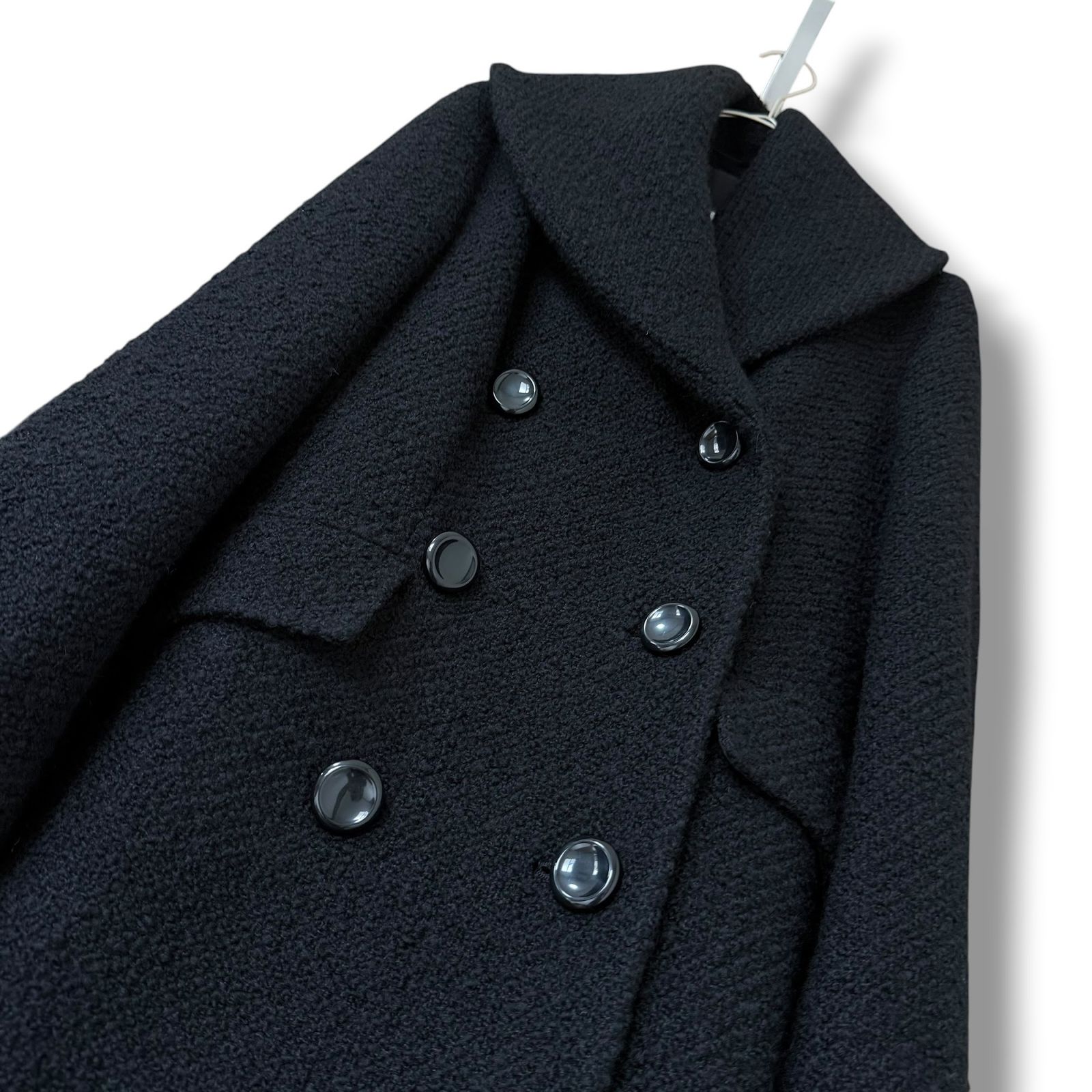 美品 白タグ MaxMara バージンウール ダブルブレストコート 40 黒
