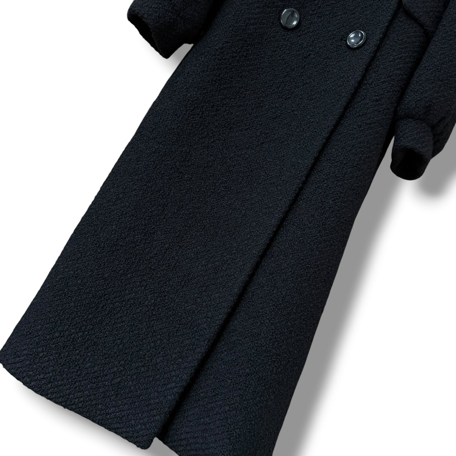 美品 白タグ MaxMara バージンウール ダブルブレストコート 40 黒