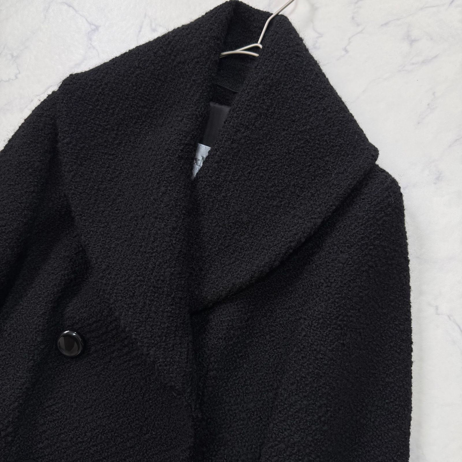 美品 白タグ MaxMara バージンウール ダブルブレストコート 40 黒