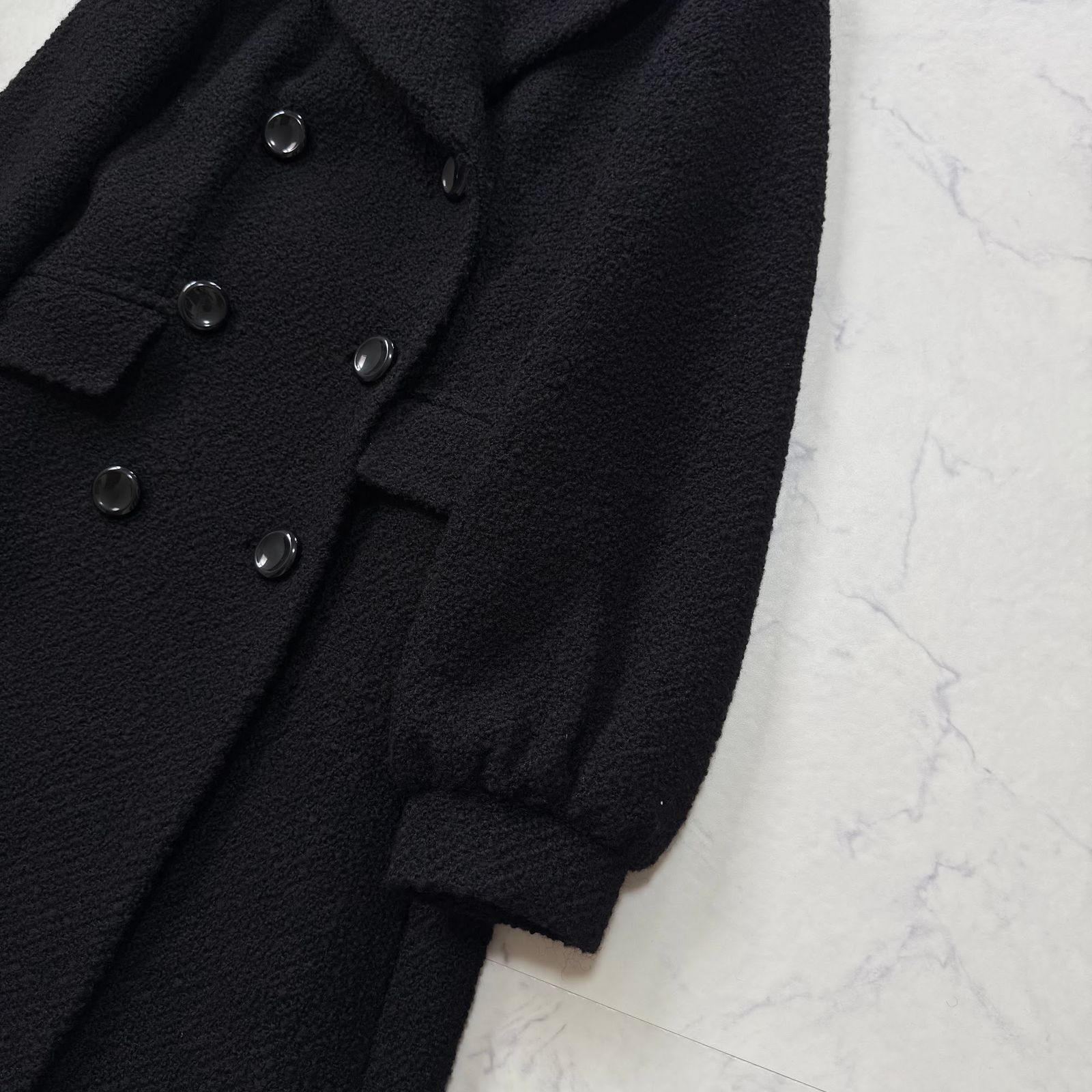 美品 白タグ MaxMara バージンウール ダブルブレストコート 40 黒