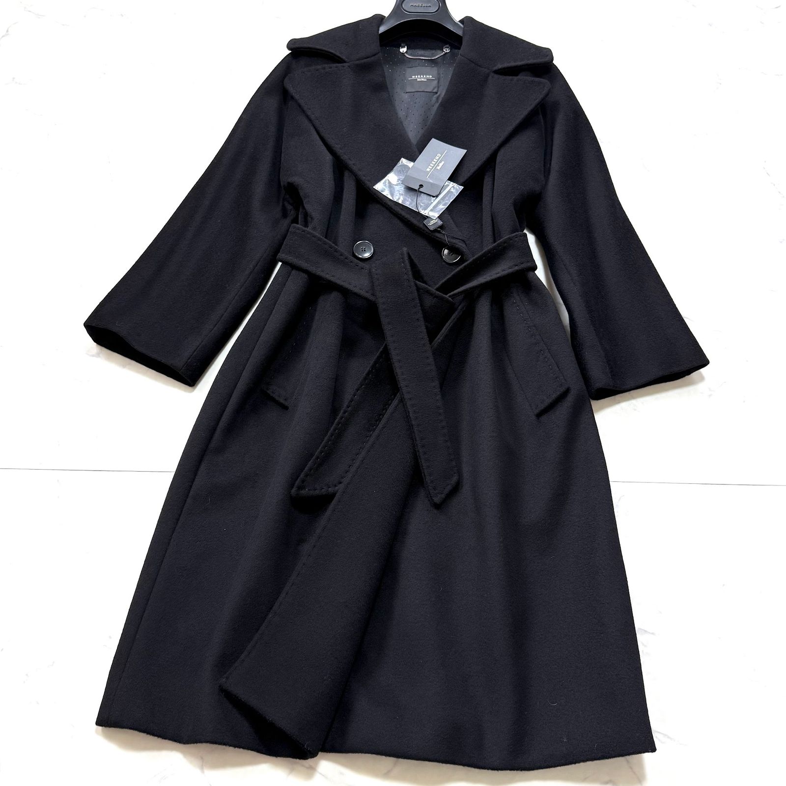 タグ付未使用級 MaxMara バージンウール100% ロングコート 40 黒 