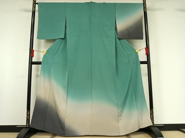 平和屋着物▽訪問着　単衣　霞文　暈し染め　正絹　逸品　AABI9533jh