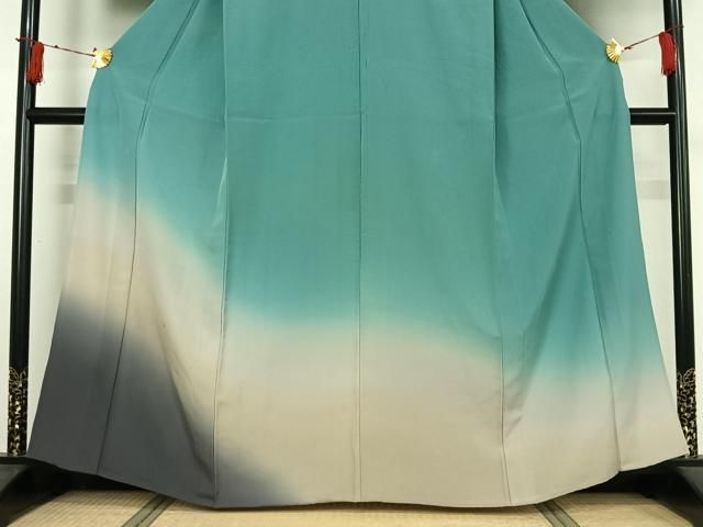 平和屋着物▽訪問着　単衣　霞文　暈し染め　正絹　逸品　AABI9533jh