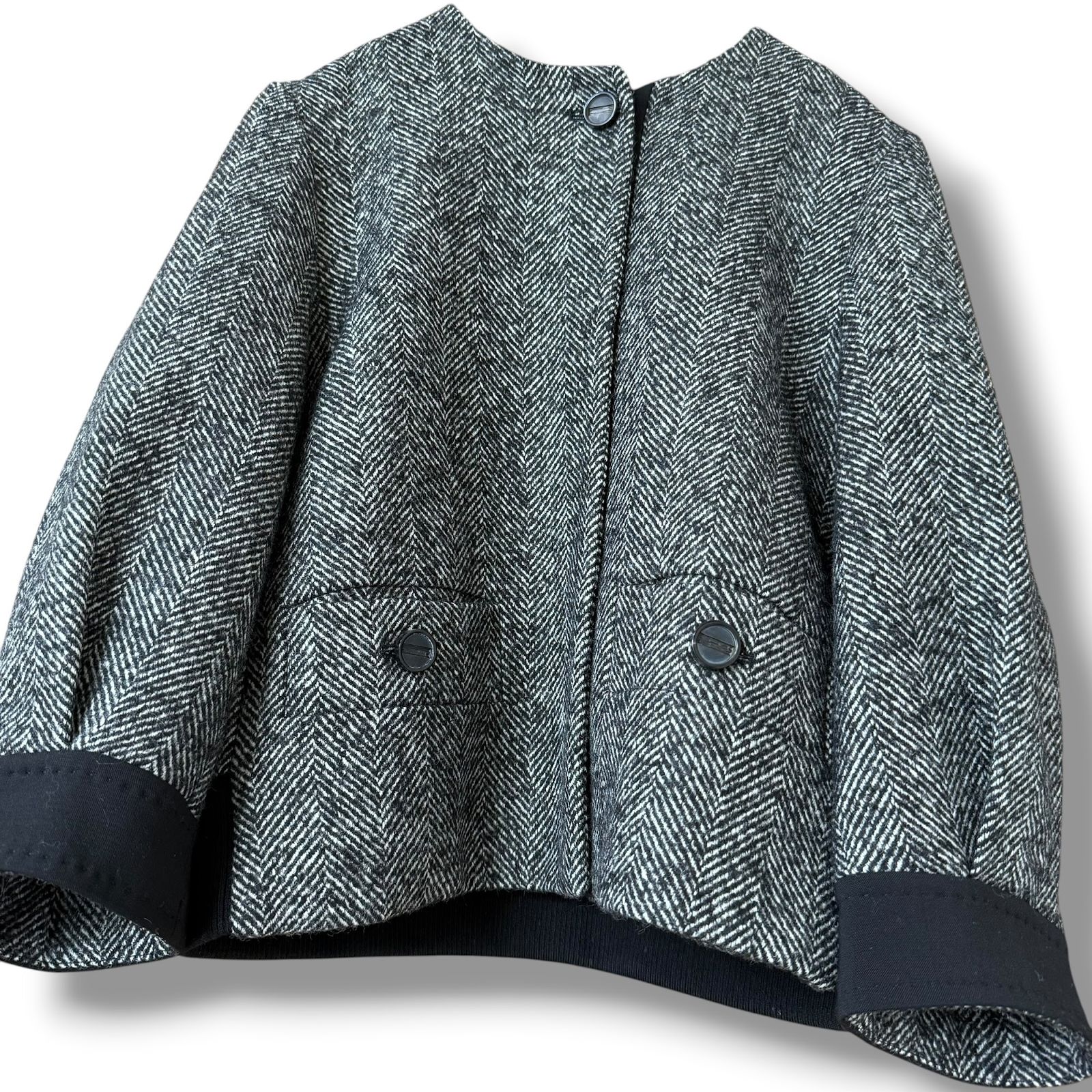 極美品 23AW 白タグ MaxMara ヘリンボーン ショートブルゾン 40