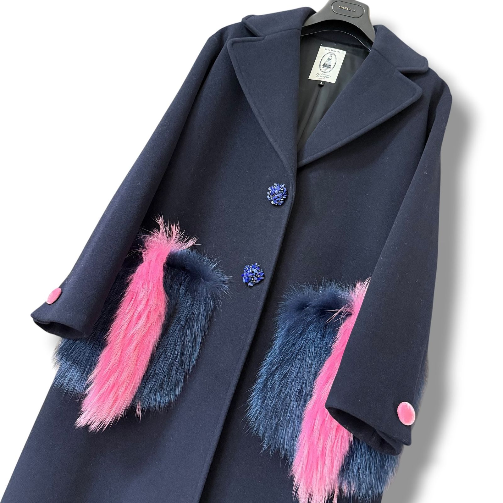 極美品 leur logette カシミヤ ロングコート フォックス ビジュー