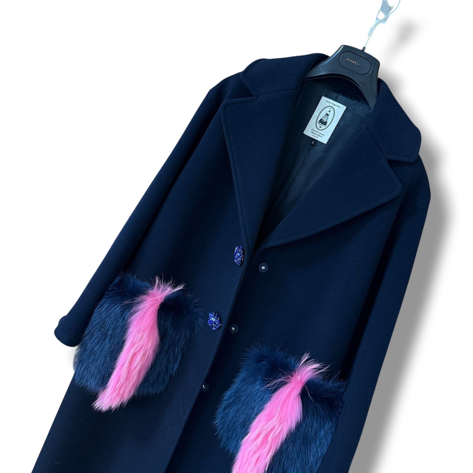 極美品 leur logette カシミヤ ロングコート フォックス ビジュー
