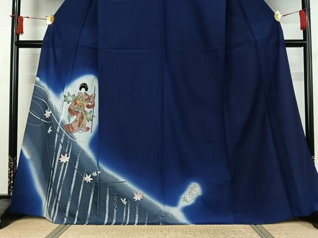 平和屋着物▽訪問着 単衣 人物舞葉文 暈し染め 洗える着物 AABI9535jh 平和屋着物▽訪問着 単衣 人物舞葉文 暈し染め 洗える着物 AABI9535jh