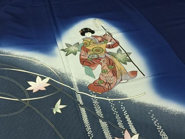 平和屋着物▽訪問着 単衣 人物舞葉文 暈し染め 洗える着物 AABI9535jh 平和屋着物▽訪問着 単衣 人物舞葉文 暈し染め 洗える着物 AABI9535jh