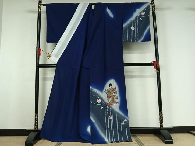 平和屋着物▽訪問着 単衣 人物舞葉文 暈し染め 洗える着物 AABI9535jh 平和屋着物▽訪問着 単衣 人物舞葉文 暈し染め 洗える着物 AABI9535jh