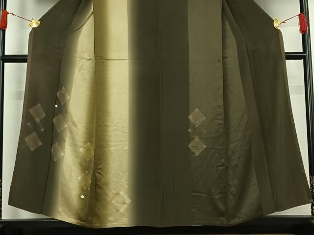 平和屋着物▽訪問着　単衣　竹屋町刺繍　菱文　暈し染め　金銀彩　正絹　逸品　AABI9538jh