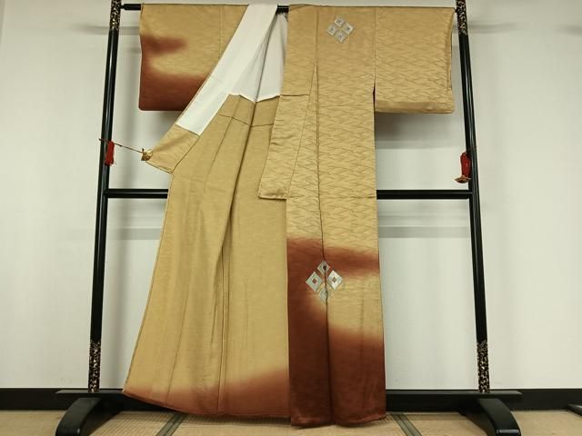 平和屋着物▽訪問着 単衣 刺繍 菱文 暈し染め 銀糸 正絹 逸品 AABI9539jh 平和屋着物▽訪問着 単衣 刺繍 菱文 暈し染め 銀糸 正絹 逸品 AABI9539jh