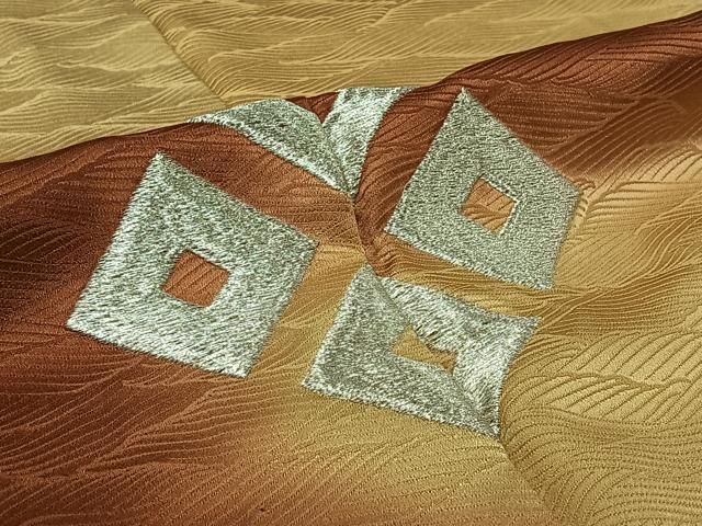 平和屋着物▽訪問着 単衣 刺繍 菱文 暈し染め 銀糸 正絹 逸品 AABI9539jh 平和屋着物▽訪問着 単衣 刺繍 菱文 暈し染め 銀糸 正絹 逸品 AABI9539jh