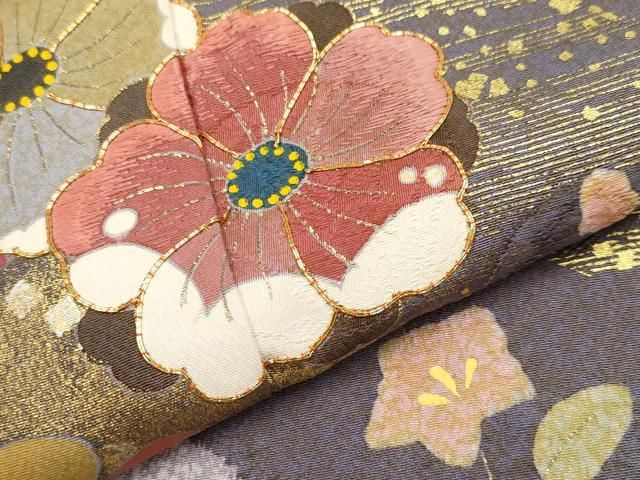平和屋着物●京友禅の第一人者　松井青々　訪問着　駒刺繍　道長草花文　金彩　正絹　逸品　CABG3406tx