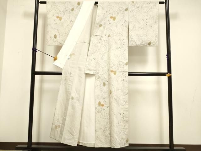 平和屋着物▽上質な紬　単衣　絞り　辻が花　正絹　逸品　DABF5706du