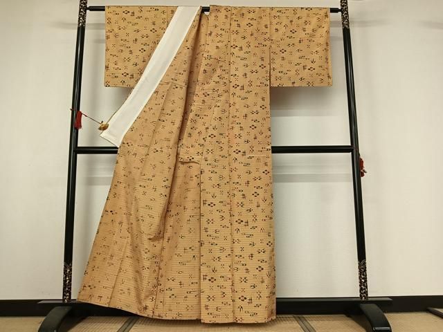 平和屋着物▽上質な紬 単衣 琉球絣 正絹 逸品 AABI9552jh 平和屋着物▽上質な紬 単衣 琉球絣 正絹 逸品 AABI9552jh