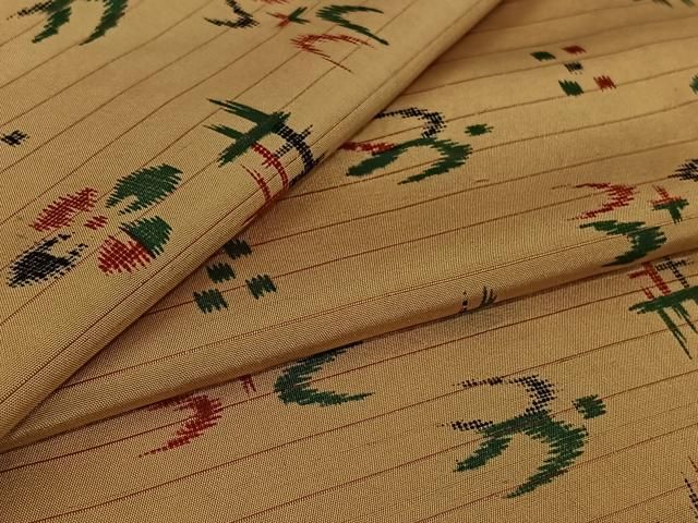 平和屋着物▽上質な紬　単衣　琉球絣　正絹　逸品　AABI9552jh