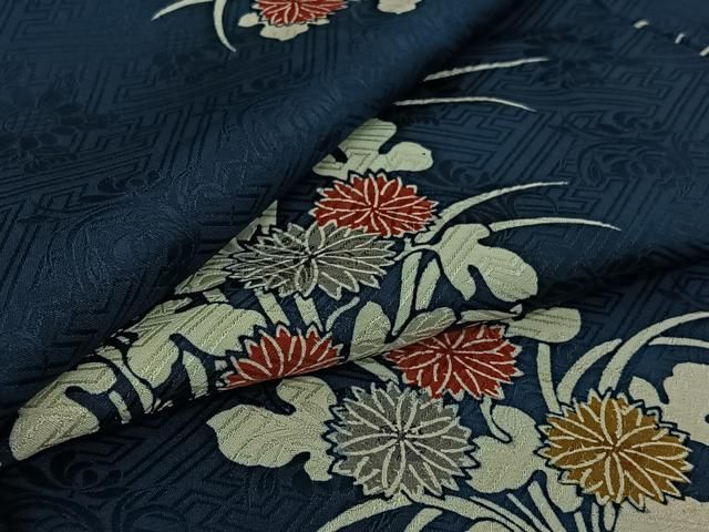 平和屋着物▽上質な小紋　単衣　草花文　正絹　逸品　AABI9553jh