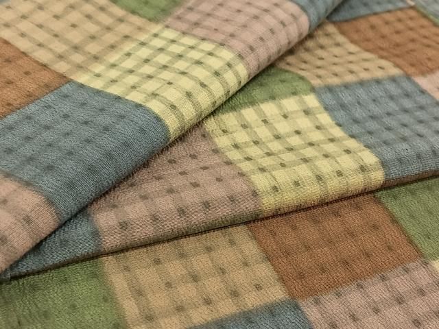 平和屋着物▽上質な小紋　単衣　市松文様　正絹　逸品　AABI9554jh