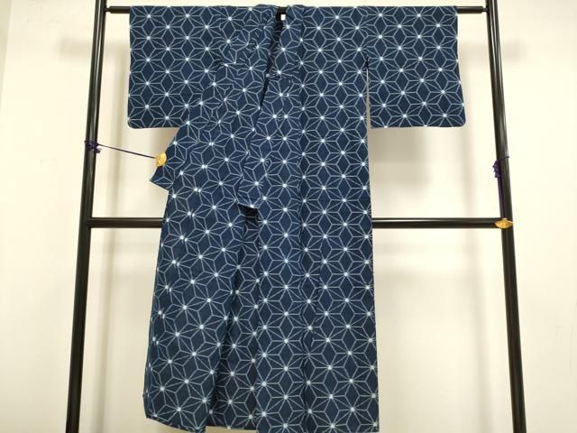 平和屋着物▽久留米絣 単衣 麻の葉文様 綿 逸品 DABF5710du 平和屋着物▽久留米絣 単衣 麻の葉文様 綿 逸品 DABF5710du