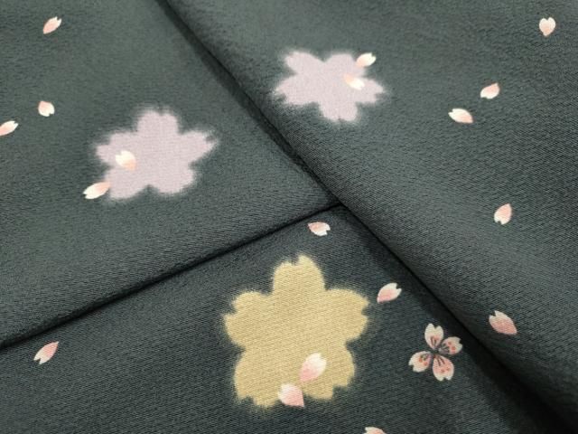 平和屋着物▽上質な小紋　単衣　舞桜文　正絹　逸品　DABF5716du