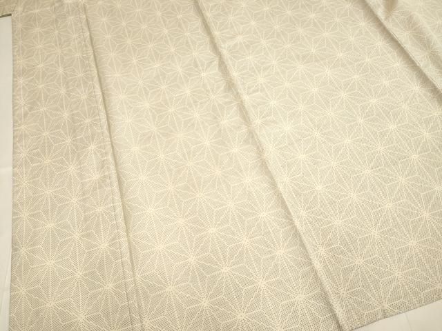 平和屋着物▽本場大島紬　単衣　白大島　麻の葉文様　正絹　逸品　DABF5717du