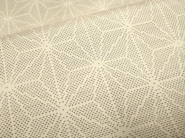 平和屋着物▽本場大島紬　単衣　白大島　麻の葉文様　正絹　逸品　DABF5717du