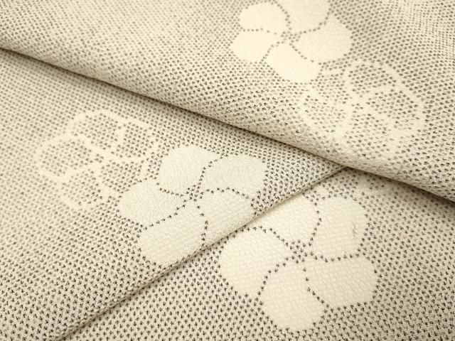平和屋着物▽本塩沢 単衣 梅 さが美扱い 正絹 逸品 DABF5720du