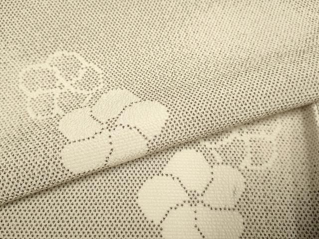 平和屋着物▽本塩沢　単衣　梅　さが美扱い　正絹　逸品　DABF5720du