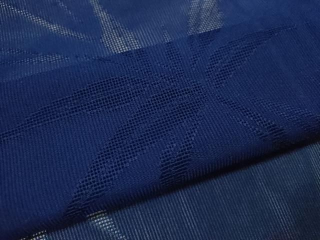 平和屋着物＊夏物　色無地　笹竹紋紗　紺青色　正絹　逸品　CABG2396ze