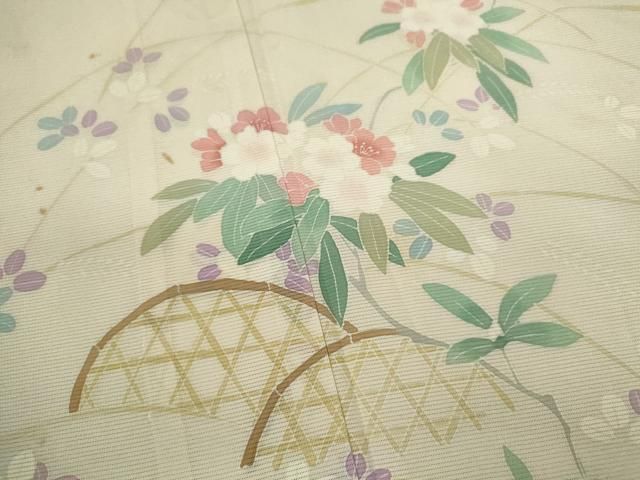 平和屋着物*夏物 訪問着 絽 友禅 籬枝花文 暈し染め 正絹 逸品 CABG2397ze 平和屋着物*夏物 訪問着 絽 友禅 籬枝花文 暈し染め 正絹 逸品 CABG2397ze