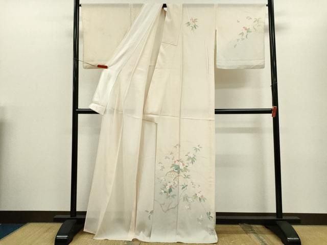 平和屋着物*夏物 訪問着 絽 友禅 籬枝花文 暈し染め 正絹 逸品 CABG2397ze 平和屋着物*夏物 訪問着 絽 友禅 籬枝花文 暈し染め 正絹 逸品 CABG2397ze