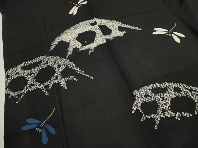 平和屋着物*夏物 訪問着 絽 絞り トンボ 籬文 黒地 正絹 逸品 CABG2400ze 平和屋着物*夏物 訪問着 絽 絞り トンボ 籬文 黒地 正絹 逸品 CABG2400ze