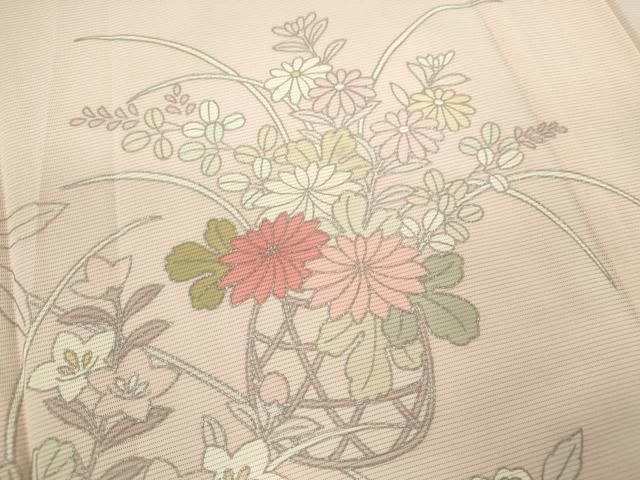平和屋着物＊夏物　訪問着　絽　花籠文　暈し染め　銀彩　正絹　逸品　CABH7610ze