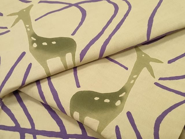 平和屋着物∴夏物　浴衣　tsumori chisato　注染　手縫い　鹿　流水文　日本製　綿　逸品　CABH1335ng