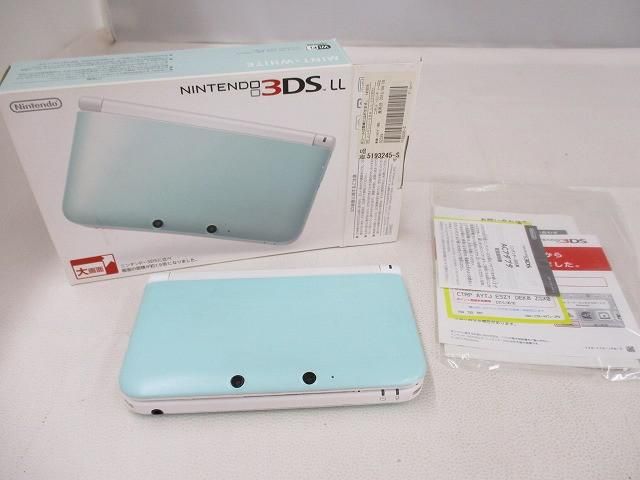 中古品 ゲーム ニンテンドー3DS LL 本体 SPR-001 ミント×ホワイト 動作品 箱付き