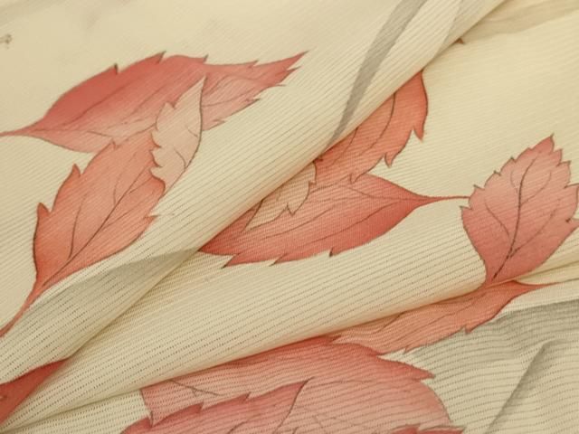 平和屋着物＊夏物　小紋　絽　芝葉文　正絹　逸品　AABJ2425jd