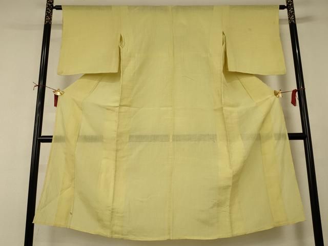 平和屋着物＊夏物　小千谷ちぢみ　枯草色　麻　逸品　AABJ2429jd
