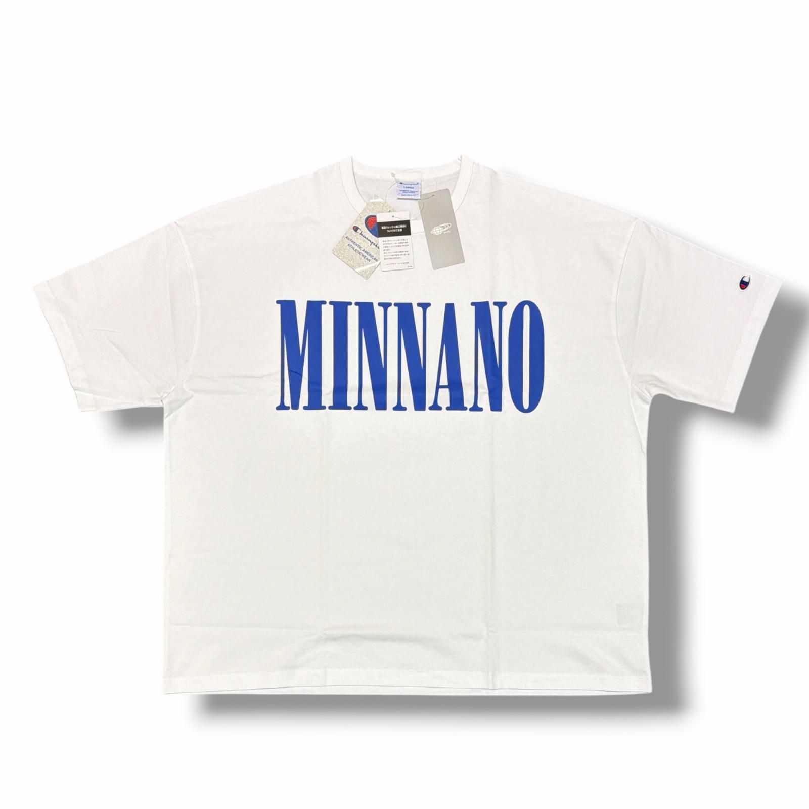 未使用 MIN-NANO × Champion ロゴ Tシャツ 半袖カットソー BEAMS ミンナノ × チャンピオン C8-D348 ホワイト L （16497M）