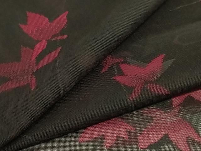 平和屋着物＊夏物　小紋　紗　枝花文　正絹　逸品　AABJ2436jd