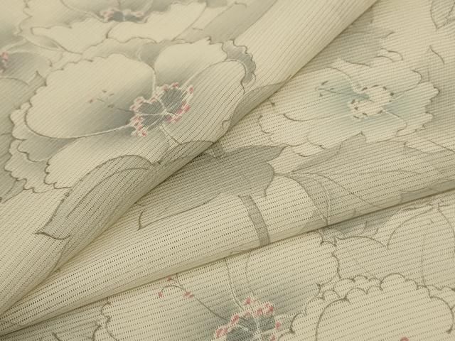 平和屋着物＊夏物　小紋　絽　手描き　草花文　正絹　逸品　AABJ2438jd